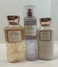 Bath & Body Works Pure Wonder Shower Gel Body Lotion Fragrance Mist LOT Set of 3