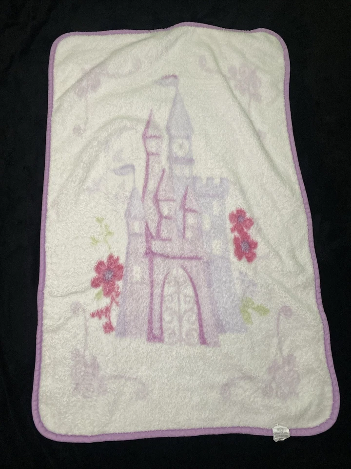Kids Line LLC Baby Throw Blanket Castle Flower Cream Pink Purple Trim Soft Lovey - Image 4 of 4