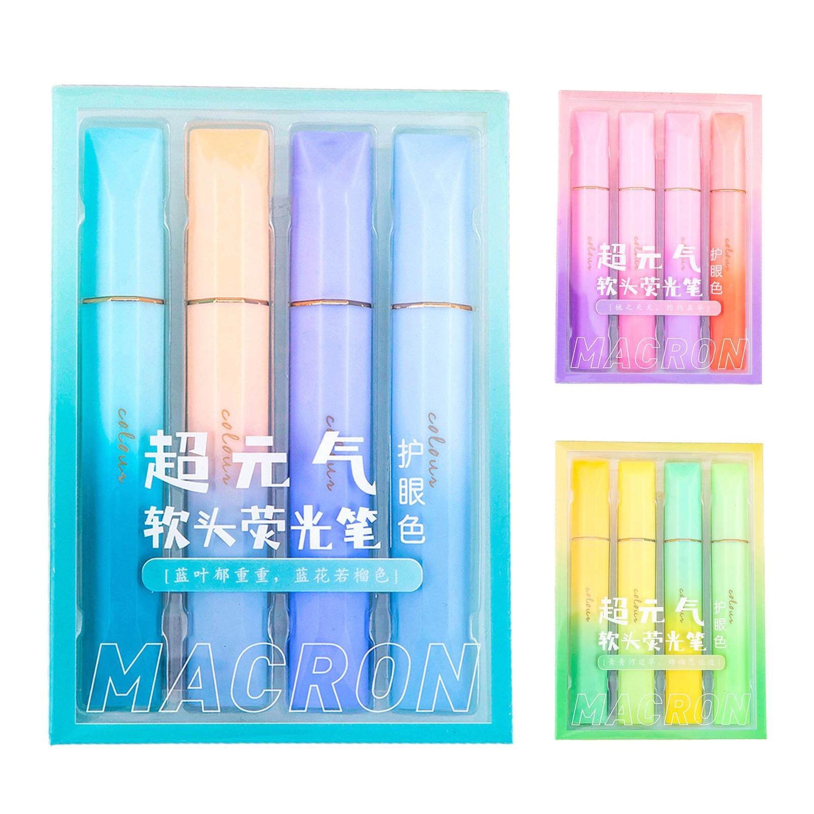 Highlighter,4 Assorted Eye Care Colors,Chisel Tip Smooth Marker Pen,Adults Kids-image