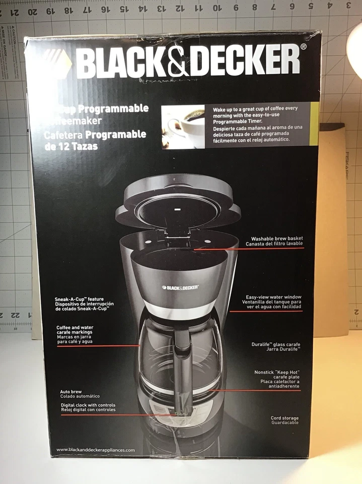 Black & Decker Coffeemaker Black CM1050B 12 Cup Programmable Clock Sneak-A-Cup - Image 4 of 4