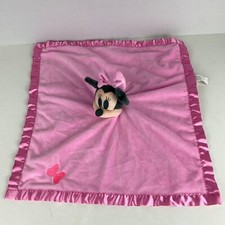 Disney Minnie Mouse Pink Satin Trim Baby Babies Security Blanket Lovey Adorable
