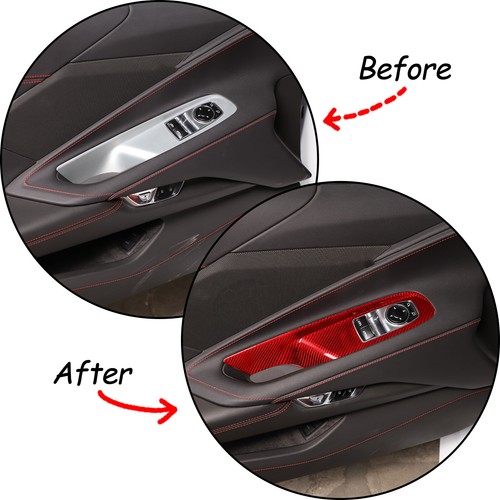 Red Real Carbon Fiber Full Interior Set Decor Cover Trim Kit for Corvette C8 20+ - Picture 116 of 444