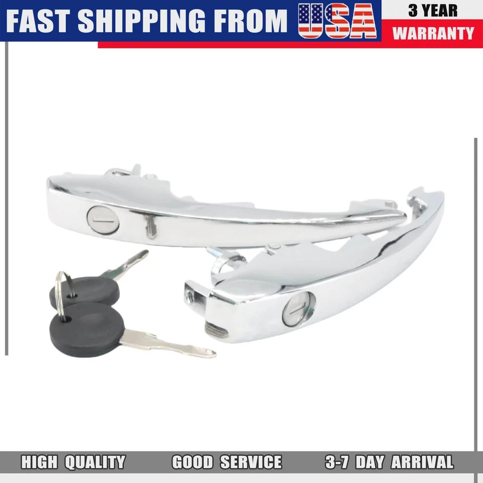 2Pcs For Volkswagen T1 Bug 1968-1978 Door Handle Set Left & Right W/ Keys Chrome Foto 2 de 4