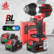 1800Nm Cordless Impact Wrench 1/2'' 18V Brushless High Powe W/ 2Batteries & Case