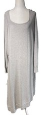 H By Halston Sz 1X -NWOT Soft Light Gray Classic Sweater  Dress Asymmetrical Hem