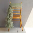 Dusty Sage Chiffon Curly Chair Sash Wedding Party Decorations Wholesale Sale