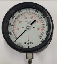 New LARGE 4.5" 5000 PSI Hydraulic Gauge psi/bar 1/4" NPT 316SS NOSHOK easy read