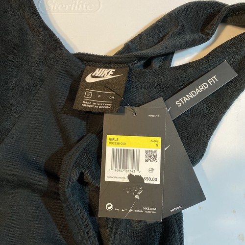 Nike Youth Girls Romper Heritage French Terry Cloth Coverup Black Size Small - Picture 4 of 8