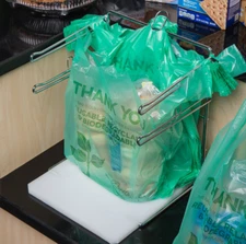 T-Shirt Shopping Bag Rack Stand, Store Holder, Dispenser Grocery Bagging, Chrome