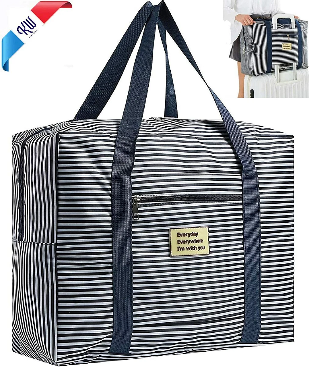 Sac Voyage Ultra Leger Souple Rayures Bleues Malin Adaptable Sur