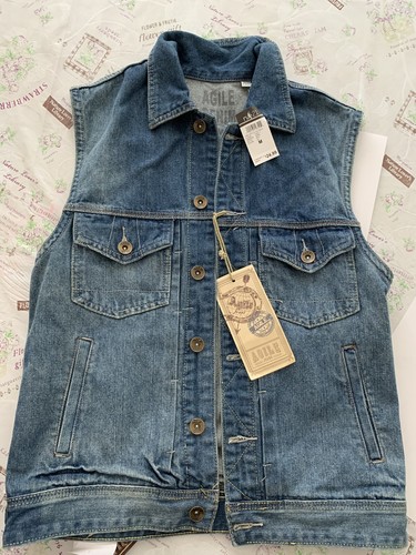 Agile Denim Jean Vest Blue Men Size 