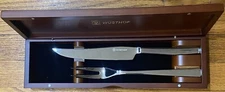 WÜSTHOF GERMANY POLISHED STAINLESS STEEL MODERNIST KNIFE & FORK CARVING SET
