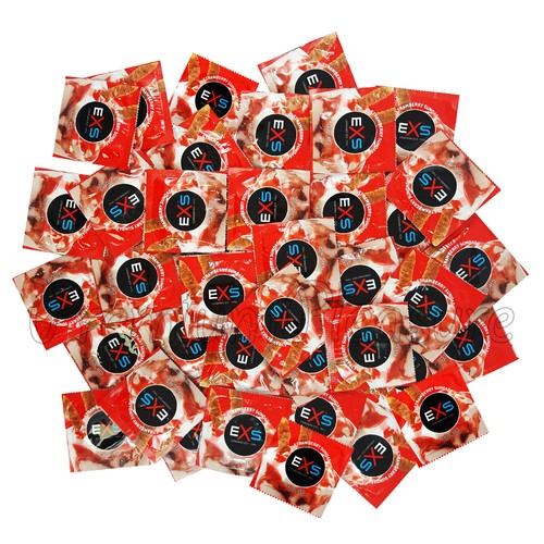 EXS Strawberry Sundae Flavoured condoms Red color Latex Lubricated FREE Shipping - Picture 9 of 10