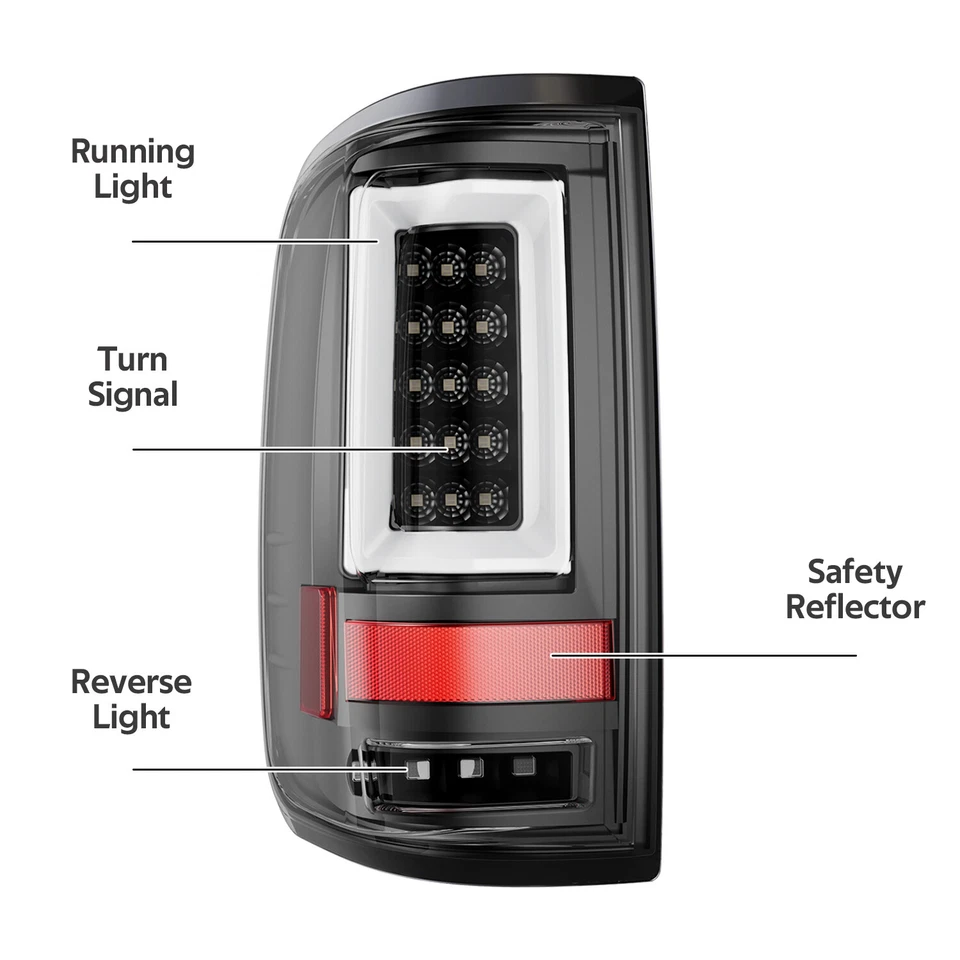 Luces traseras de tubo LED Styleside negras humo para Ford F150 LOBO 04-08 lámparas de freno Foto 2 de 4