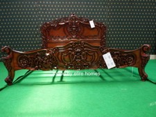 UK STOCK  5'  UK King size handcrafted mahogany wood french style Rococo bed