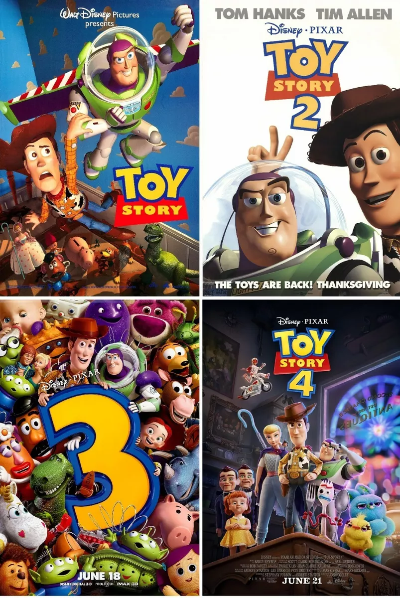 Toy Story 1 2 3 4 Movie Poster Collection | Set Of 4 | Disney | New | Usa |  Ebay