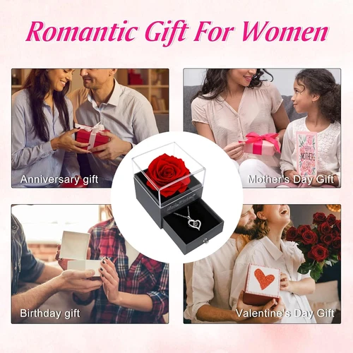 Rose necklace Valentine's Day gift for women, mother, girlfriend forever - Picture 6 of 6
