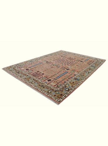 Multi Color Multi Sizes Wool Rug Hand Knotted Traditional Tree of Life Area Rug - Picture 61 of 97