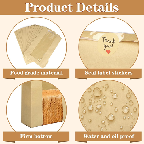 Paper Bread Bags for Homemade Bread, 24 Pack Sourdough Bags with Thank You Seal - Picture 3 of 12