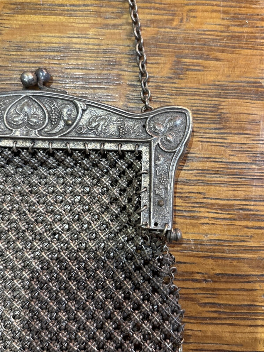 Antique Victorian Silver Tone Chain Link Mesh Handbag Purse | eBay
