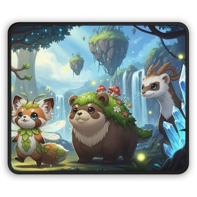 Forest Spirit Creature Trio Gaming Mouse Pad | Cute Fantasy Desk Mat