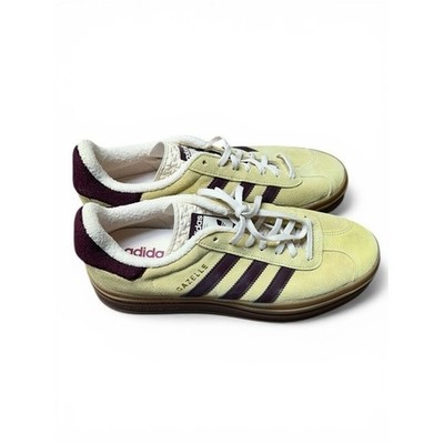 Adidas Gazelle Bold Womens 10 Yellow Maroon Platform Sneakers New Blokelore