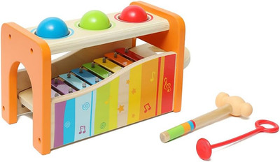 Hape Pound & Tap Bench with Slide Out Xylophone - Award Winning Durable Wooden M