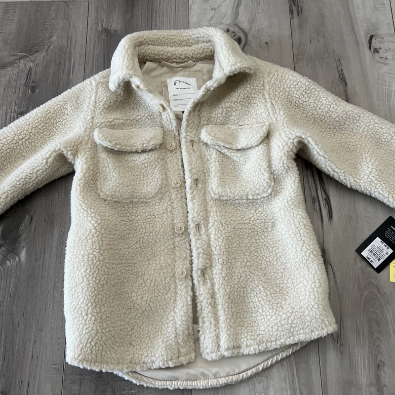 NWT Art Class Girl's Sherpa Fleece Shirt Jacket Shacket Ivory White Button Up XS