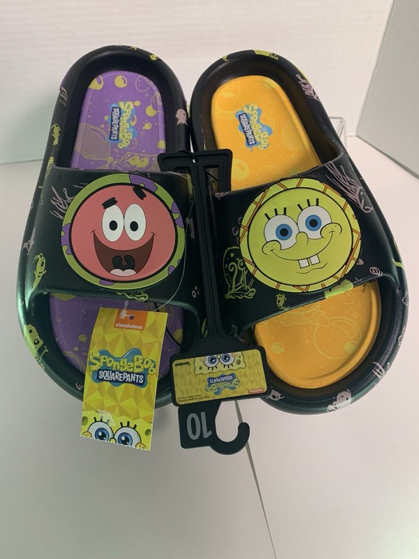 SpongeBob Squarepants & Patrick Slides Slip On Sandals Flip Flops Mens SZ 10