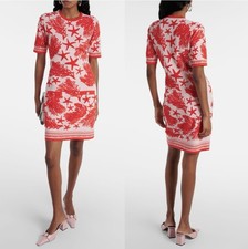 Versace Barocco Sea Coral Starfish Jacquard Sweater Dress Dusty Rose 8 US NWT