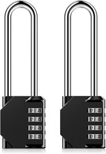3.2 Inch Ultra Long Shackle Resettable Combination Padlock, 4 Digit Set