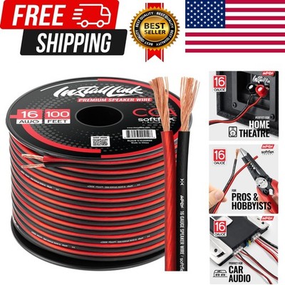 16 AWG Gauge Speaker Wire Cable Stereo, Car or Home Theater, CCA 100 Feet by