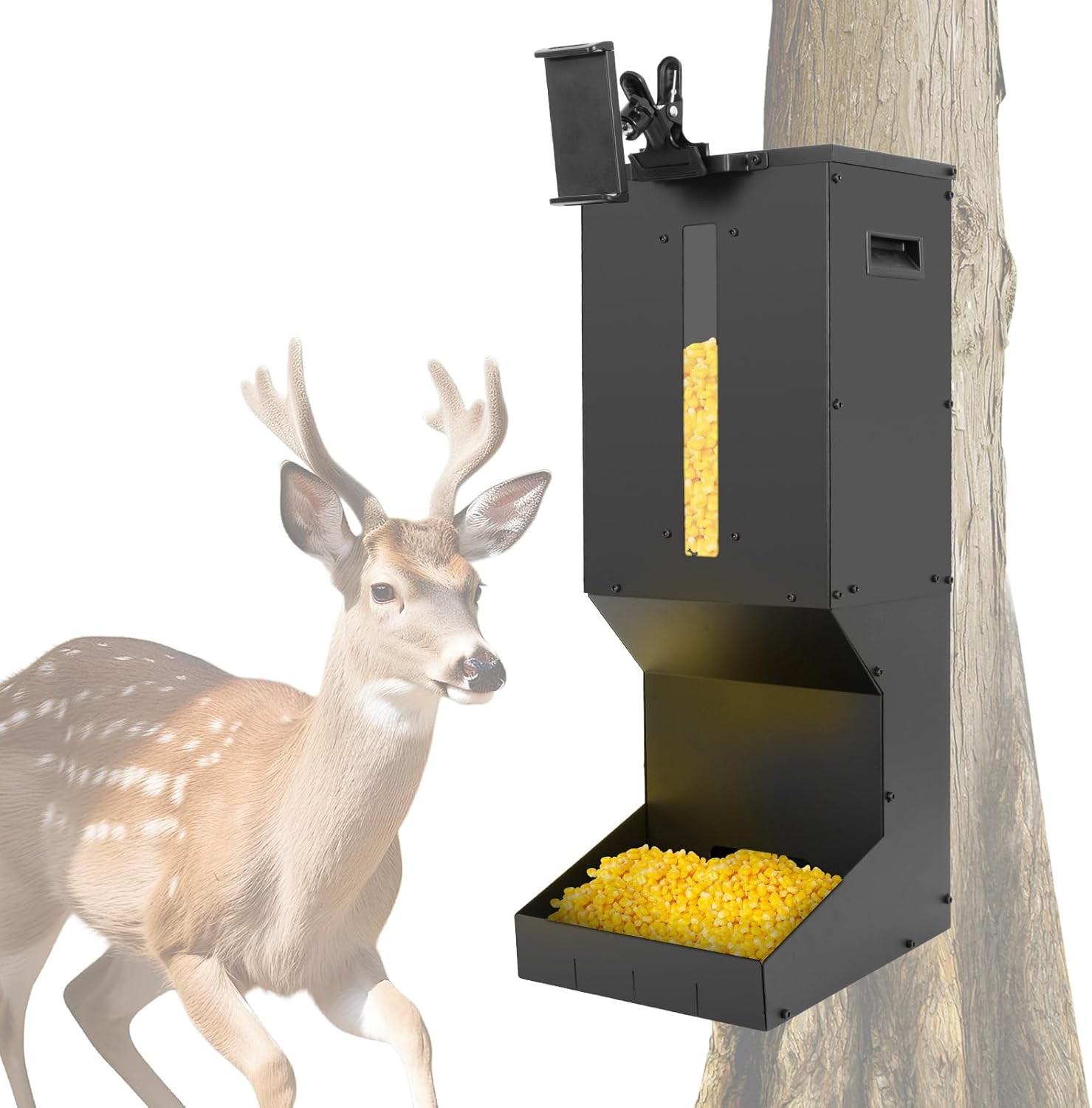 Automatic Metal Deer Feeder – 60 lb/11Gal Capacity, Gravity Dispenser Feeds Pr
