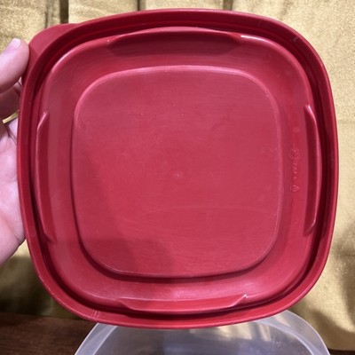 Rubbermaid Storage Container Square 3 Cups Red Lid 7J61 4 USA 7J64
