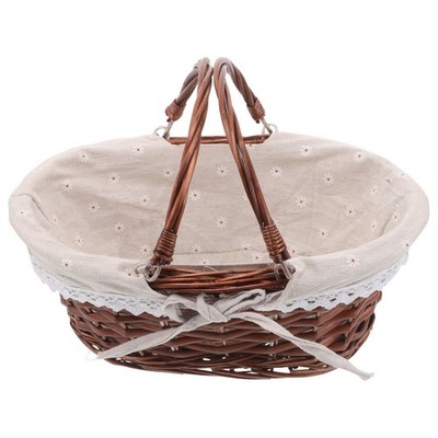  Rattankorb Mit Henkel Leere Picknickkörbe Handheld Gemüsekorb Wicker Basket