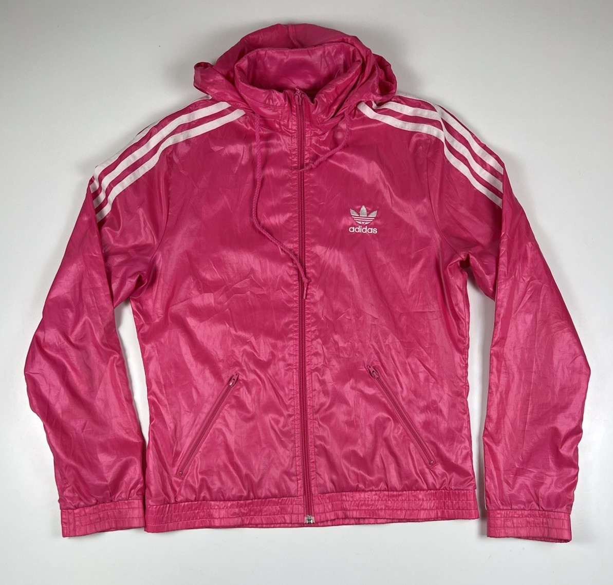 Adidas Women Windbreaker Jacket Pink Size S Original K-Way Style Running Sport
