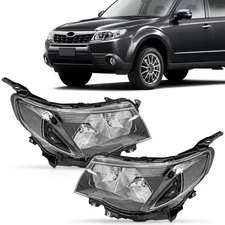 Left & Right Headlight Assembly For 2009-2013 Subaru Forester Halogen Black