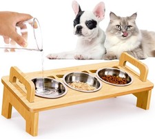 Elevated Cat Food Bowl, 3 Stainless Steel Raised Cat Bowls with Stand, 15 Til...