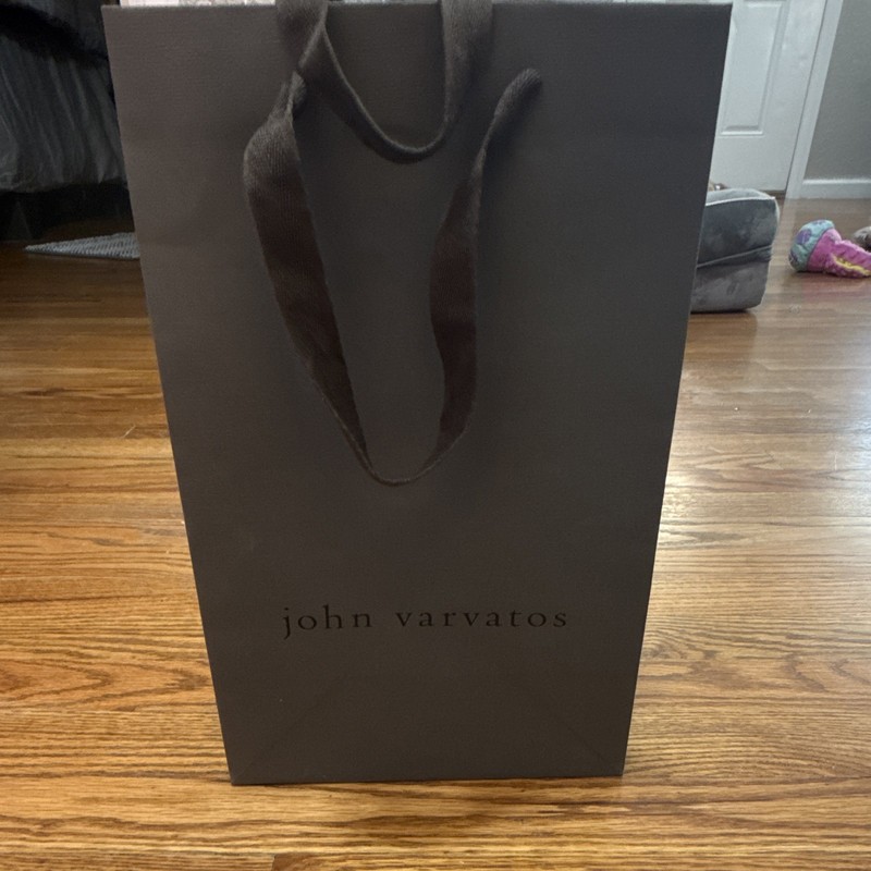 John Varvatos Black Paper Gift Bag Medium Solid w/ Ribbon Handles