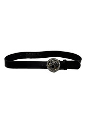 Playboy Spinning Rhinestone Bunny Buckle Leather Belt Black Womens 36  Waist