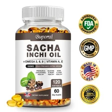 Sacha Inchi Oil Softgels - with Omega 3-6-9 - Cholesterol Support, Heart Health