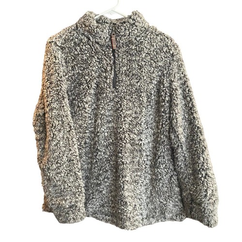 Original Weatherproof Vintage Quarter Zip Faux Fur Sherpa Jacket Medium Gray - Picture 1 of 8