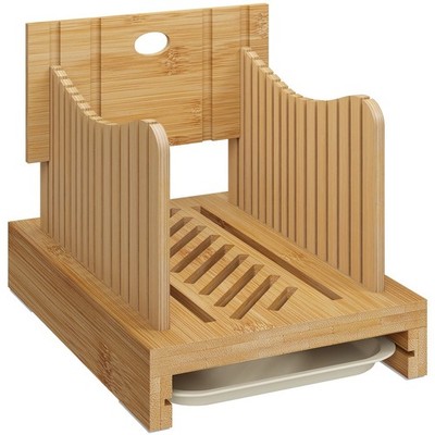 Bamboo Bread Slicer - Adjustable Width Guides. Sturdy Wooden Cutting Board. E...
