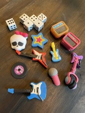 Eraser Music & Dice Themed Pieces Lot - Dice, Guitars, Microphone