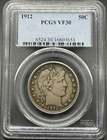 1912 BARBER SILVER HALF DOLLAR PCGS OGH VF30 06XXB26