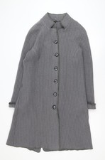 Rada Womens Grey Wool Blend Knit Coatigan Size 14 Button Long Sleeve