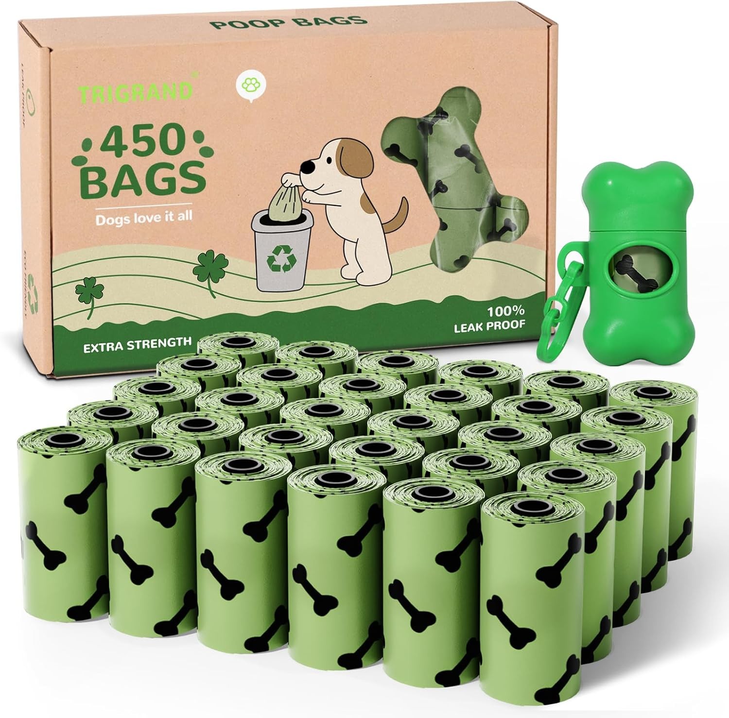 Poo Bags Dogs, 450 Bags - 30 Rolls (15 Bags per Roll) Poo Bags for Dog Waste,Ex