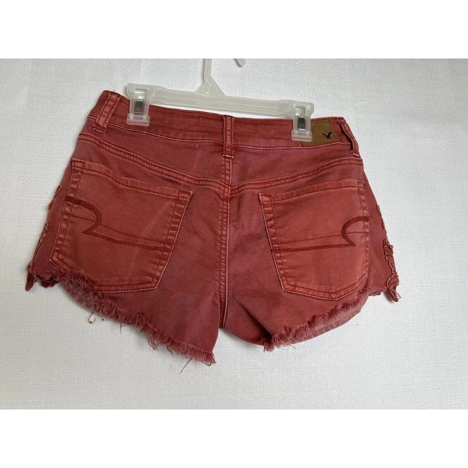 Pantalones Cortos American Eagle Elastizados Coral Denim Tiro Bajo Para Mujer Talla 2 Foto 2 de 4