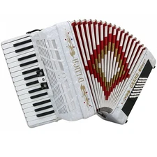 D'Luca Grand Piano Accordion 3 Switches 30 Keys 48 Bass, Case and Straps, White