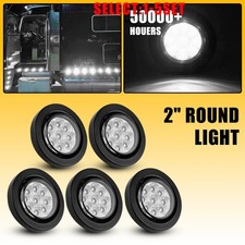 2" Inch White Round Trailer 9 LED Marker Lights w/ Grommet for Truck RV 5-25X